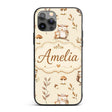 Cute Woodland Owls Mushrooms and Leaves Warm Custom Name Protective Phone Case Mobile Cover Durable Everyday Smartphone Shock Resistant