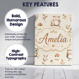 Personalised Name Cute Woodland Owls Custom Premium Decorative Design Modern Room Accent Canvas Wall Art Print Decor Picture Ready to Hang