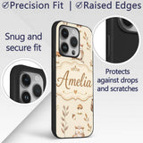 Cute Woodland Owls Mushrooms and Leaves Warm Custom Name Protective Phone Case Mobile Cover Durable Everyday Smartphone Shock Resistant