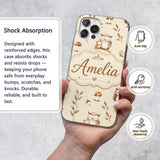 Cute Woodland Owls Mushrooms and Leaves Warm Custom Name Protective Phone Case Mobile Cover Durable Everyday Smartphone Shock Resistant