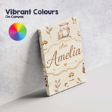 Personalised Name Cute Woodland Owls Custom Premium Decorative Design Modern Room Accent Canvas Wall Art Print Decor Picture Ready to Hang