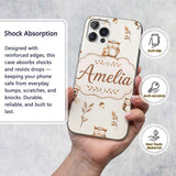 Cute Woodland Owls Mushrooms and Leaves Neutral Custom Name Protective Phone Case Mobile Cover Durable Everyday Smartphone Shock Resistant