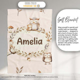 Cute Woodland Owls Mushrooms and Leaves Soft Cream Background Lovely  Personalised Custom Name Super Soft Fleece Blanket Bed Sofa Throw