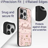 Cute Woodland Owls Mushrooms and Leaves Soft Custom Name Protective Phone Case Mobile Cover Durable Everyday Smartphone Shock Resistant