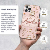 Cute Woodland Owls Mushrooms and Leaves Soft Custom Name Protective Phone Case Mobile Cover Durable Everyday Smartphone Shock Resistant