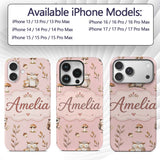 Cute Woodland Owls Mushrooms and Leaves Soft Custom Name Protective Phone Case Mobile Cover Durable Everyday Smartphone Shock Resistant