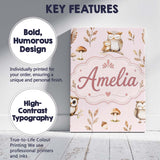 Personalised Name Cute Woodland Owls Custom Premium Decorative Design Modern Room Accent Canvas Wall Art Print Decor Picture Ready to Hang
