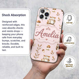 Cute Woodland Owls Mushrooms and Leaves Soft Custom Name Protective Phone Case Mobile Cover Durable Everyday Smartphone Shock Resistant