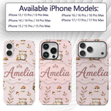 Cute Woodland Owls Mushrooms and Leaves Soft Custom Name Protective Phone Case Mobile Cover Durable Everyday Smartphone Shock Resistant