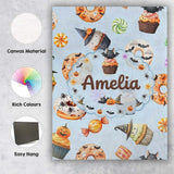 Personalised Name Cute Halloween Donuts Custom  Modern Room Accent Elegant Feature Canvas Wall Art Print Decor Picture Ready to Hang