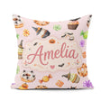 Custom Name Halloween Donuts Bats and Candy Soft Pink Background Square Filled Cushion Throw Pillow Sofa Bed Home Decor Zip Washable UK Made