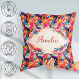 Custom Name Neon Paint Splash Dark Background Abstract Pattern Square Filled Cushion Throw Pillow Sofa Bed Home Decor Zip Washable UK Made