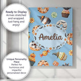 Personalised Name Halloween Donuts Cupcakes Custom  Bespoke Interior Contemporary Canvas Wall Art Print Decor Picture Ready to Hang