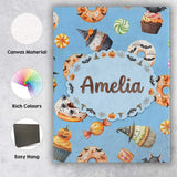 Personalised Name Halloween Donuts Cupcakes Custom  Bespoke Interior Contemporary Canvas Wall Art Print Decor Picture Ready to Hang