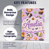 Personalised Name Cute Halloween Donuts Custom  Modern Room Accent Elegant Feature Canvas Wall Art Print Decor Picture Ready to Hang