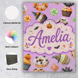 Personalised Name Cute Halloween Donuts Custom  Modern Room Accent Elegant Feature Canvas Wall Art Print Decor Picture Ready to Hang
