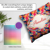 Custom Name Neon Paint Splash Dark Background Abstract Pattern Square Filled Cushion Throw Pillow Sofa Bed Home Decor Zip Washable UK Made