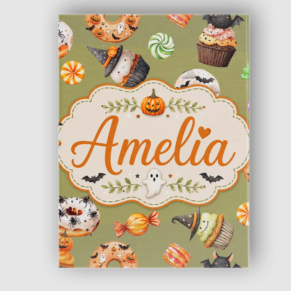Personalised Name Cute Halloween Donuts Custom  Modern Room Accent Elegant Feature Canvas Wall Art Print Decor Picture Ready to Hang