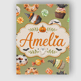 Personalised Name Cute Halloween Donuts Custom  Modern Room Accent Elegant Feature Canvas Wall Art Print Decor Picture Ready to Hang