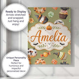 Personalised Name Cute Halloween Donuts Custom  Modern Room Accent Elegant Feature Canvas Wall Art Print Decor Picture Ready to Hang