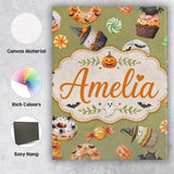 Personalised Name Cute Halloween Donuts Custom  Modern Room Accent Elegant Feature Canvas Wall Art Print Decor Picture Ready to Hang