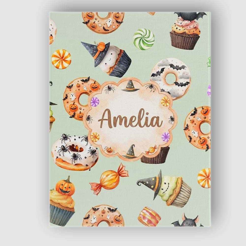 Personalised Name Cute Halloween Donuts Custom  Modern Room Accent Elegant Feature Canvas Wall Art Print Decor Picture Ready to Hang