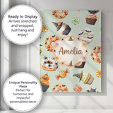 Personalised Name Cute Halloween Donuts Custom  Modern Room Accent Elegant Feature Canvas Wall Art Print Decor Picture Ready to Hang