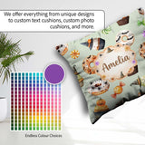 Custom Name Halloween Donuts Cupcakes Bats Candy and Sage Green Square Filled Cushion Throw Pillow Sofa Bed Home Decor Zip Washable UK Made