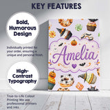 Personalised Name Halloween Donuts Cupcakes Custom  Bespoke Interior Contemporary Canvas Wall Art Print Decor Picture Ready to Hang