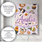 Personalised Name Halloween Donuts Cupcakes Custom  Bespoke Interior Contemporary Canvas Wall Art Print Decor Picture Ready to Hang