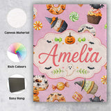 Personalised Name Cute Halloween Donuts Custom  Modern Room Accent Elegant Feature Canvas Wall Art Print Decor Picture Ready to Hang