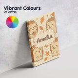 Personalised Name Cute Hedgehog Autumn Cartoon Animal Pattern Custom Contemporary Display Canvas Wall Art Print Decor Picture Ready to Hang