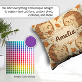 Custom Name Cute Hedgehog Autumn Cartoon Animal Pattern Coffee Square Filled Cushion Throw Pillow Sofa Bed Home Decor Zip Washable UK Made