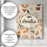 Personalised Name Cute Halloween Donuts Custom  Modern Room Accent Elegant Feature Canvas Wall Art Print Decor Picture Ready to Hang