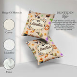 Custom Name Cute Halloween Donuts Cupcakes Bats Candy and Beige Square Filled Cushion Throw Pillow Sofa Bed Home Decor Zip Washable UK Made