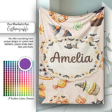 Cute Halloween Donuts Cupcakes Bats Candy and Pumpkins Beige Lovely  Personalised Custom Name Super Soft Fleece Blanket Bed Sofa Throw