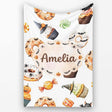 Cute Halloween Donuts Cupcakes Bats Candy and Pumpkins White Lovely  Personalised Custom Name Super Soft Fleece Blanket Bed Sofa Throw