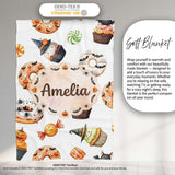 Cute Halloween Donuts Cupcakes Bats Candy and Pumpkins White Lovely  Personalised Custom Name Super Soft Fleece Blanket Bed Sofa Throw