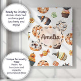 Personalised Name Cute Halloween Donuts Custom  Modern Room Accent Elegant Feature Canvas Wall Art Print Decor Picture Ready to Hang