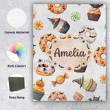 Personalised Name Cute Halloween Donuts Custom  Modern Room Accent Elegant Feature Canvas Wall Art Print Decor Picture Ready to Hang