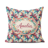Custom Name Vibrant Fluid Art Pink Teal Yellow Abstract Pattern Square Filled Cushion Throw Pillow Sofa Bed Home Decor Zip Washable UK Made