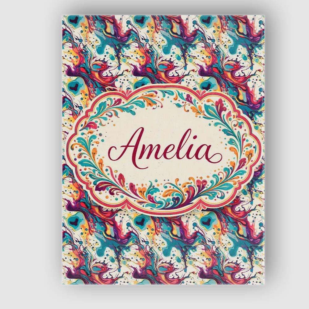 Personalised Name Vibrant Fluid Pink Teal Yellow Abstract Custom Creative Decorator Style Canvas Wall Art Print Decor Picture Ready to Hang