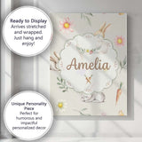 Personalised Name Bunny Rabbits with Custom Premium Decorative Design Modern Room Accent Canvas Wall Art Print Decor Picture Ready to Hang