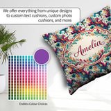 Custom Name Vibrant Fluid Art Pink Teal Yellow Abstract Pattern Square Filled Cushion Throw Pillow Sofa Bed Home Decor Zip Washable UK Made