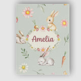 Personalised Name Cute Bunny Rabbits with Custom  Unique Gift Idea Elegant Feature Canvas Wall Art Print Decor Picture Ready to Hang