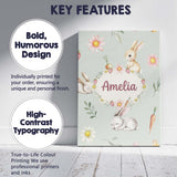 Personalised Name Cute Bunny Rabbits with Custom  Unique Gift Idea Elegant Feature Canvas Wall Art Print Decor Picture Ready to Hang