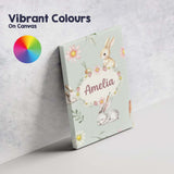 Personalised Name Cute Bunny Rabbits with Custom  Unique Gift Idea Elegant Feature Canvas Wall Art Print Decor Picture Ready to Hang
