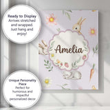 Personalised Name Bunny Rabbits with Custom Premium Decorative Design Modern Room Accent Canvas Wall Art Print Decor Picture Ready to Hang