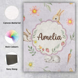 Personalised Name Bunny Rabbits with Custom Premium Decorative Design Modern Room Accent Canvas Wall Art Print Decor Picture Ready to Hang
