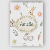 Personalised Name Bunny Rabbits with Custom Premium Decorative Design Modern Room Accent Canvas Wall Art Print Decor Picture Ready to Hang